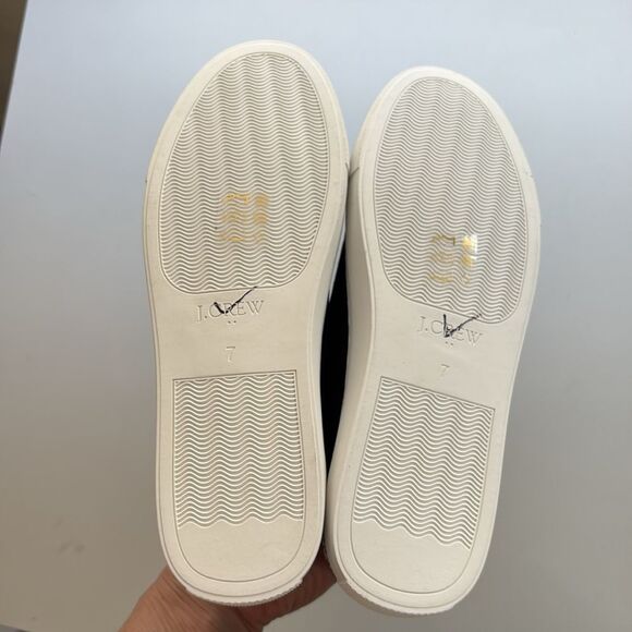 J Crew Road Trip Faux-Suede Sneakers with Snake‎ Trim Womens Size 7 Black - Picture 4 of 9